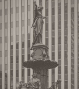 Iconic image of Fountain Square and Tyle Davidson fountain today.