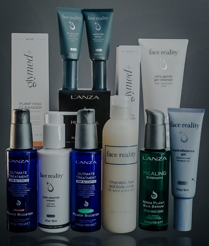 Lanza Beauty Products Image of various bottles and tubes