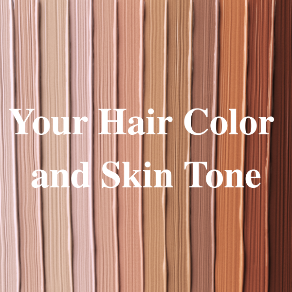 A graphic showing narrow strips of hair colored fabrics to help match skin tone for your dimensional haircolor choices