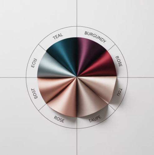 Graphic showing a circle image of 8 different shades of color as suggested undertones.