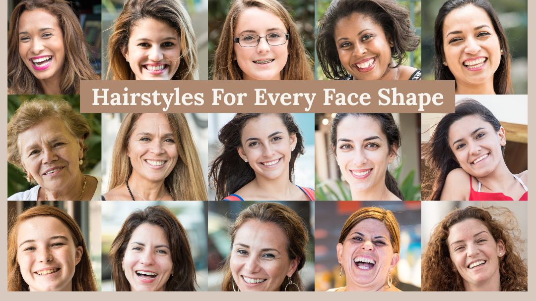 Gallery of 18 women's faces depicting a variety of face shapes and hairstyles