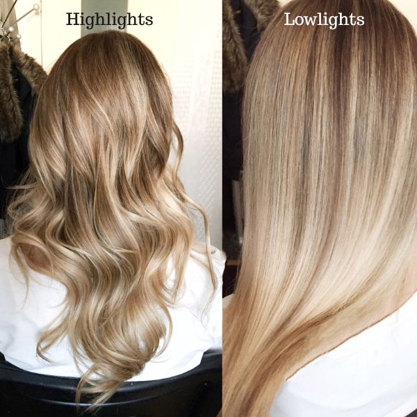 Highlights v. Low-lights. Left image blonde highlights, right a blonde with flat color