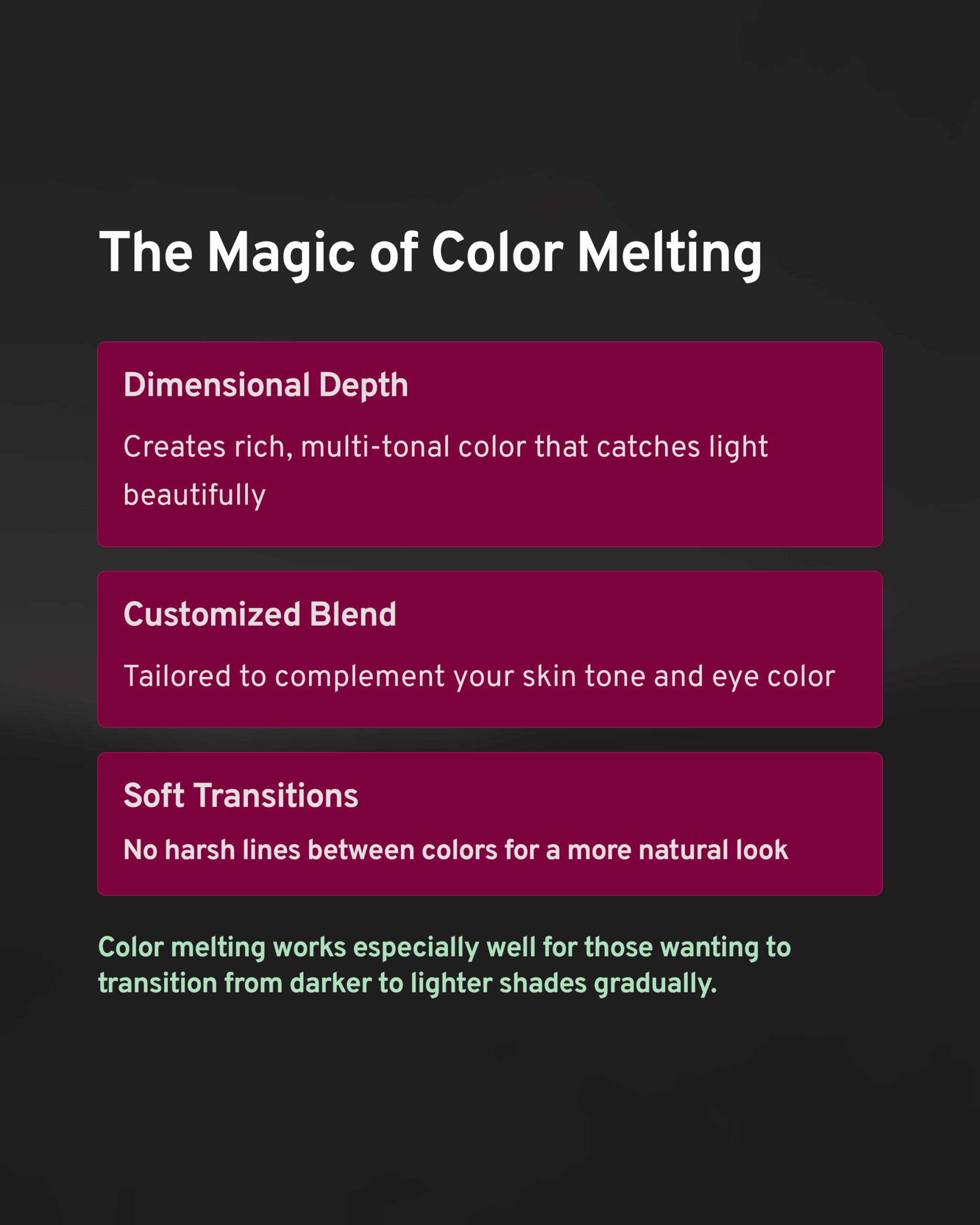 Graphic "The Magic of Color Melting" a dimensional color technique
