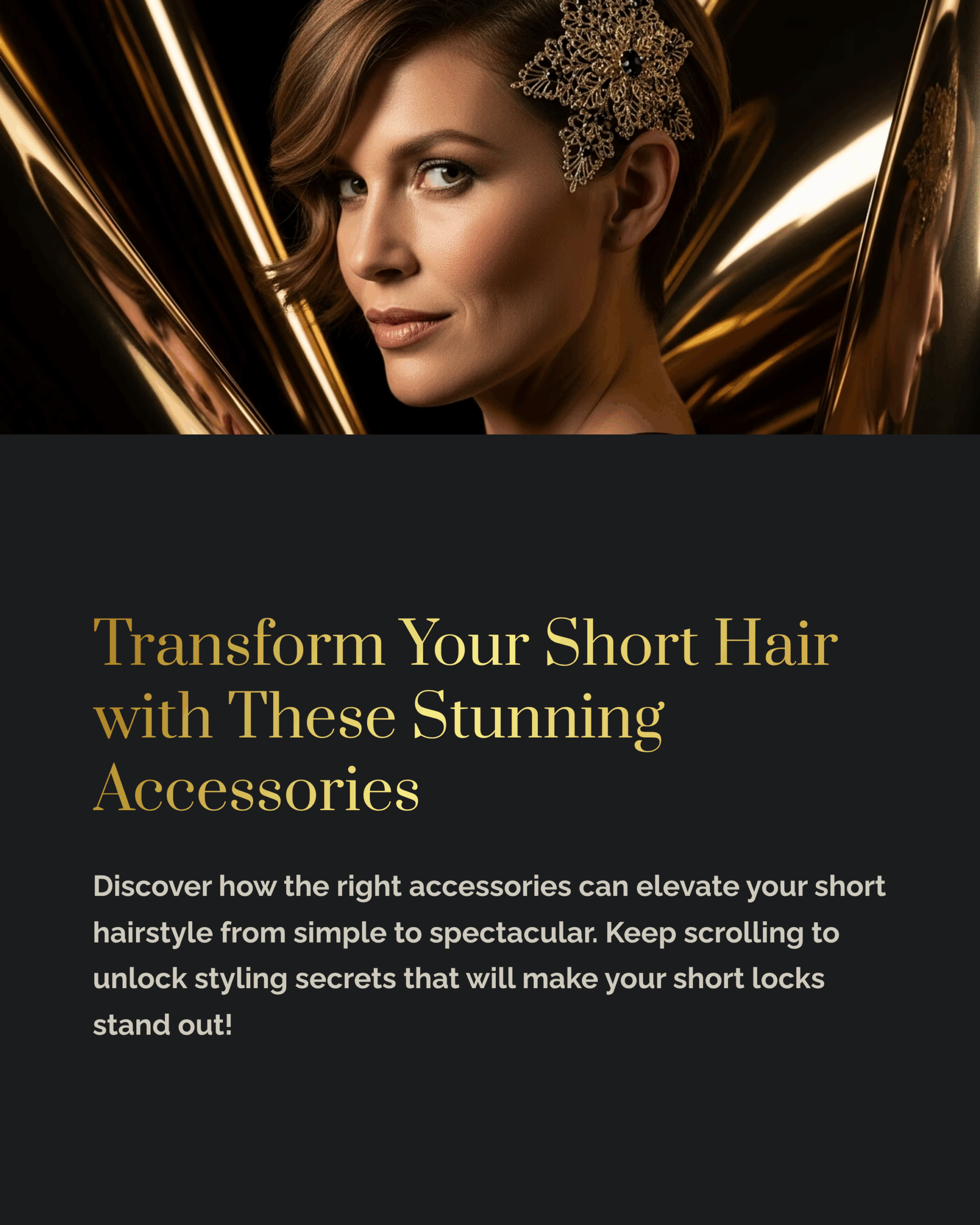 Graphic  women with short auburn hair wearing stylish gold star accessory