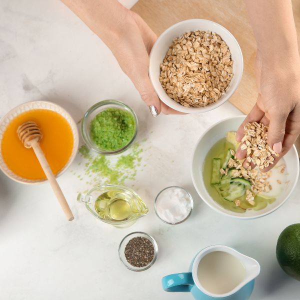 Nourishing diets showing healthy vitamin and protein rich foods